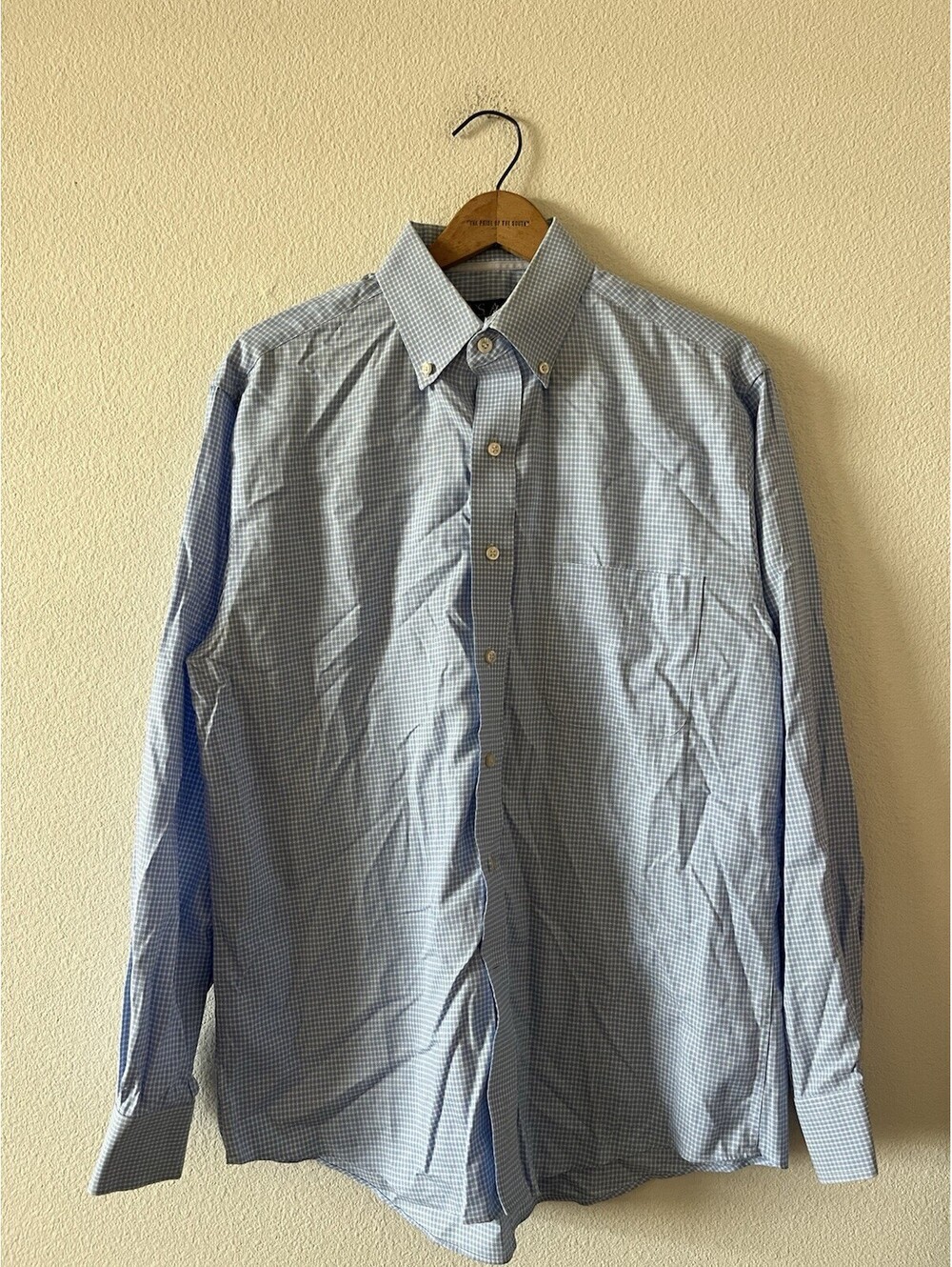 Jos A Bank Tailored Fit Gingham Shirt Medium Blue⁠